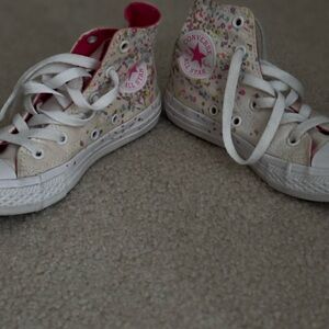 Converse Kids' High-Top Sneakers - White and Pink Confetti